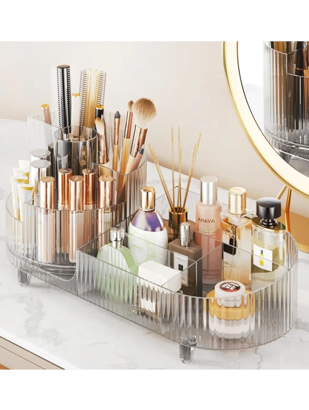 Comfy Room NWT Rotating Makeup Organizer w/Brush Holder In Clear Countertop